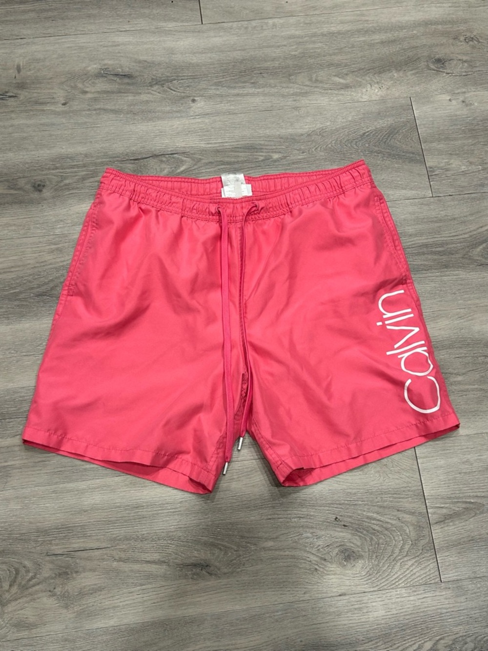 Calvin Klein Men’s Bright Coral-Pink Swim Trunks